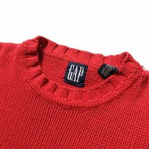 90's ギャップ GAP クルーネック コットン ニットセーター (XL) 赤 無地 90年代 旧タグ オールド 青タグ デカタグ Y2K_画像6