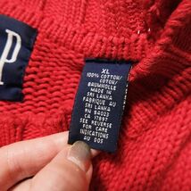 90's ギャップ GAP クルーネック コットン ニットセーター (XL) 赤 無地 90年代 旧タグ オールド 青タグ デカタグ Y2K_画像7