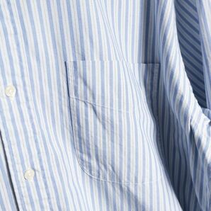 90's 00's ラルフローレン 襟切替 ストライプ コットン ボタンダウンシャツ (M) 白×青 裾ポニー 90年代 00年代 旧タグ オールド Y2Kの画像8