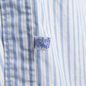 90's 00's ラルフローレン 襟切替 ストライプ コットン ボタンダウンシャツ (M) 白×青 裾ポニー 90年代 00年代 旧タグ オールド Y2Kの画像5