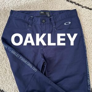 美品 オークリーOAKLEY スカル メンズ ゴルフパンツ 33インチ ネイビー ストレート パンツ