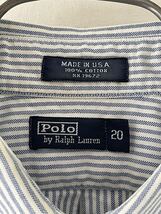 740 US製 ヴィンテージ Ralph Lauren ラルフローレン コットン ストライプ シャツ サイズ 20表記/Ｍ相 実寸参照_画像3