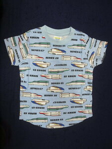 新品　100　新幹線　半袖Ｔシャツ　サックス　レターパック発送（代引き不可）SN4-4508B