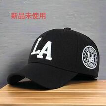【新品】LA刺繍 キャップ 野球帽 メンズ レディース 男女兼用　ブラック_画像1