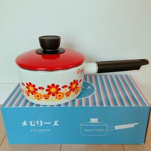 【新品未使用】富士ホーロー メモリーズ 16cmソースパン サンフラワー 片手鍋
