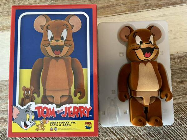 ★400%のみ★JERRY フロッキー Ver. ベアブリック/BE@RBRICK 400%(メディコムトイ・フィギュア・トム&ジェリー/TOM AND JERRY)