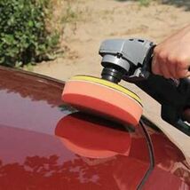 送料無料 電動 ポリッシャー スポンジ バフ 平面 10個 セット 洗車 研磨 ワックスがけ 150mm オレンジ_画像4