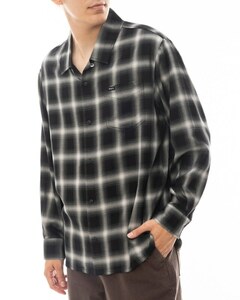 MO/ RVCA (ルーカ) OMBRER CHECK SHIRTS BLK Lサイズ BE041103