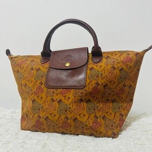 【美品】ロンシャン LONGCHAMP 舟形トートバッグ プリアージュ 総柄