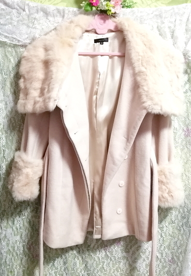 桜ピンクラビットファーロングコート羽織外套 Sakura pink rabbit fur long coat