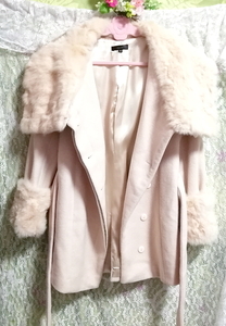 桜ピンクラビットファーロングコート羽織外套 Sakura pink rabbit fur long coat, コート, 毛皮、ファー, ラビット