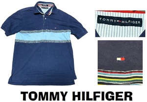 美品USA買付トミーヒルフィガーTommyHilfiger半袖ポロシャツ★70’Sサーファースタイル★表示M実寸L