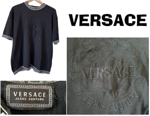 未使用USA買付イタリア製ベルサーチVERSACE刺入り半袖Tシャツ★ブラック★XL