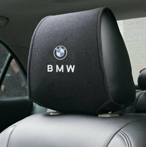 新品 BMW 車のヘッドレストカバー 専用車ロゴ シートヘッド枕カバー プロテクター ネックピローカバー アクセサリー 2点セット