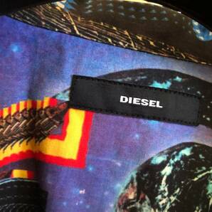 ●極美品！DIESEL ディーゼル 総柄 プリント アロハ オープンシャツ サイズL程 即決 即納 55DSL キューバシャツ ブラックゴールド●412の画像6