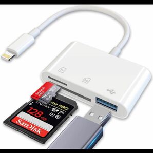 iPhone SDカードリーダー 3in1 USB/SD/TF変換アダプタ 設定不要 写真/ビデオ USB3.0 高速 双方向転送