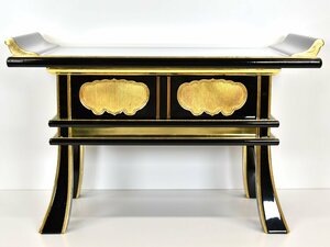 [ outlet temple . Buddhist altar fittings ] sutra desk 20 number middle capital type * black paint surface gold finish * with defect 