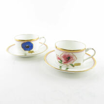 美品 Noritake ノリタケ 4559 THE GINZA ブリリアント フォーシーズンズ カップ＆ソーサー 2客 セット 資生堂 花柄 春 夏 秋 冬 SU5856B4_画像1