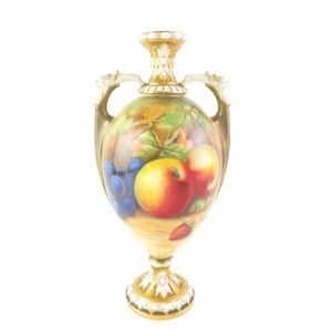 ROYAL WORCESTER ロイヤルウースター ペインテッド フルーツ 花瓶 1点 壺 金彩 フラワーベース アンティーク 希少 SU5675Tの画像1