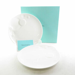 Неиспользованная Tiffany &amp; Co. Tiffany Moon Plate 2 кусочки пары 18 см. Тарелка Monpon White Su5768x