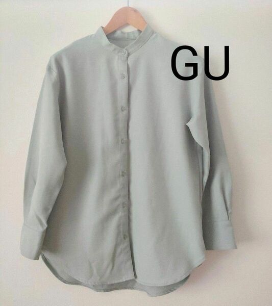 GU スタンドカラーシャツ　春　ミント　グリーン　ブラウス 長袖 長袖シャツ シャツ　可愛い　綺麗め　春服　即購入＆お値下げ歓迎♪