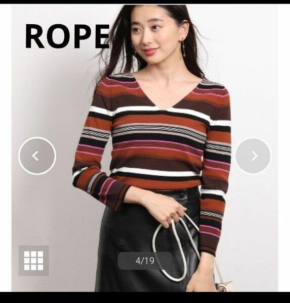 ROPE フルニードルVネックニット