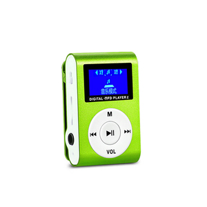 MP3 player aluminium LCD screen attaching clip microSD type MP3 player green x1 pcs * free shipping outside fixed form 