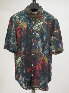  beautiful goods Alexander McQueen Alexander Mac .-n19SS cotton silk total pattern short sleeves BD shirt 15++