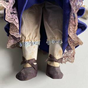 Et598◆ビスクドール◆フランス人形 全長約45cm 西洋人形 女の子 パープル アンティーク コレクション 陶器人形 ドール/人形の画像4