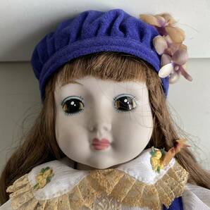 Et598◆ビスクドール◆フランス人形 全長約45cm 西洋人形 女の子 パープル アンティーク コレクション 陶器人形 ドール/人形の画像3