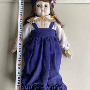 Et598◆ビスクドール◆フランス人形 全長約45cm 西洋人形 女の子 パープル アンティーク コレクション 陶器人形 ドール/人形の画像2