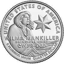 ★1枚の価格★ アメリカ人女性25セント硬貨プログラム　ウィルマ・マンキラー Wilma Mankiller_画像1