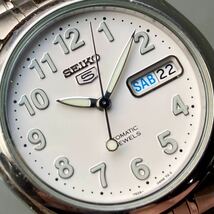 【動作品】セイコー SEIKO 5 腕時計 1996年~ 自動巻き メンズ ケース径37㎜ 男性 ウォッチ デイデイト カレンダー シルバー_画像3