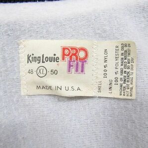USA製 サイズ XL KingLouie スタジアム ジャンパー スタジャン ナイロン ジャケット ワンポイント 刺繍 ブラック 古着 ビンテージ 4A2704の画像3