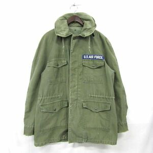 60s the US armed forces the truth thing size L degree U.S.AIR FORCE... collar field jacket cotton USAF olive military old clothes Vintage 4A3001