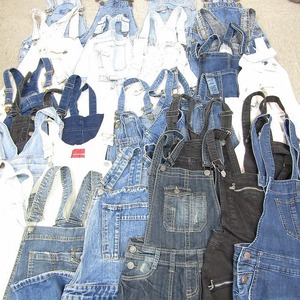 1 jpy 30 put on lady's overall overall Denim coveralls size S M L XL America buying attaching set sale . old clothes Vintage ST04201