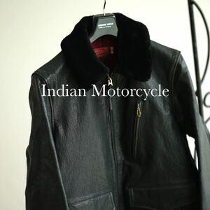 Indian Motorcycle boa collar leather car coat jacket Indian Motorcycle cow leather Rider's 40