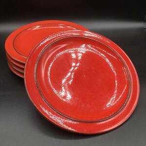 N)*Thomas/ Thomas Rosenthal plate plate 5 sheets red red Germany retro Vintage Western-style tableware brand * P0419