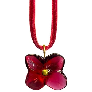 Baccarat baccarat crystal necklace pendant small articles accessory flower motif GP wine red 