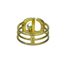 Christian Dior ディオール リング 指輪 アクセサリー ジュエリー 小物 GP ラインストーン フェイクパール ゴールド M 11号_画像3