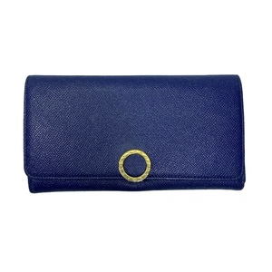 BVLGARI BVLGARY BVLGARY BVLGARY purse long wallet folding twice purse folding purse long wallet Logo clip leather blue 