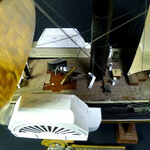 c374 船の模型 SUSQUEHANNA 1853 完成品 木製 サイズ:幅約60cm 高さ約43cm 奥行約18cm/160の画像5