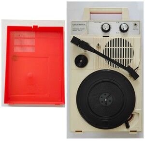  operation goods 0COLUMBIA Colombia GP-3 portable record player turntable that time thing red Showa Retro ko rom Via 
