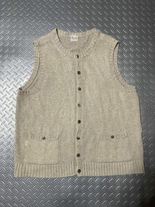 ☆ 美品 Papas パパス ☆ 麻リネン混紡 春夏ベスト ジレ ニット 48M サンドベージュ