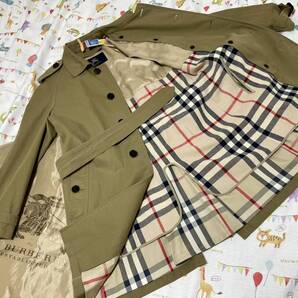 日本製25万カーキ★バーバリーロンドンメンズM L170Burberryウールライナーベルト付シングルトレンチコート春秋冬物厚ギャバジン牛革