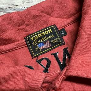 M3651 Vanson ヴァンソン 半袖ポロシャツ XLサイズ 赤系 潤朱色 くすみカラー 綿100％ コットン100％ メンズ トップスの画像3