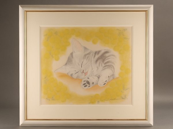 【琴》送料無料 戸田美穂子 パステル画 WJ269◎, 美術品, 絵画, パステル画, クレヨン画