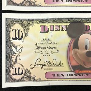 ディズニーダラー 10ドル札 2枚セット $10 紙幣 DISNEY DOLLARS 2008 ディズニーワールド 20ドル分の画像4