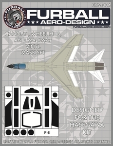 ファーボール FMS-004 1/48 F-8 クルセイダーのキャノピー、ウォークウェイ、ホイールハブ用ビニールマスクセット（ハセガワ用）