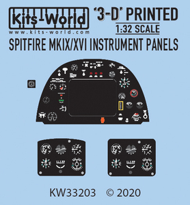 キッツワールド KW33203 1/32スケール 3D フルカラー 計器盤. スピットファイヤ MKIX /XVI レベル ・ タミヤ用